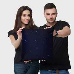 Подушка квадратная Тёмный космос и синие звёзды, цвет: 3D-принт — фото 2