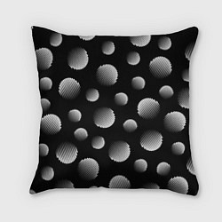 Подушка квадратная Шары в полоску на черном фоне, цвет: 3D-принт