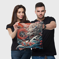 Подушка квадратная Морской дракон Irezumi, цвет: 3D-принт — фото 2
