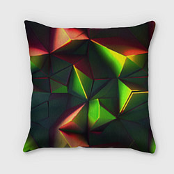 Подушка квадратная Объемные зеленые треугольники, цвет: 3D-принт