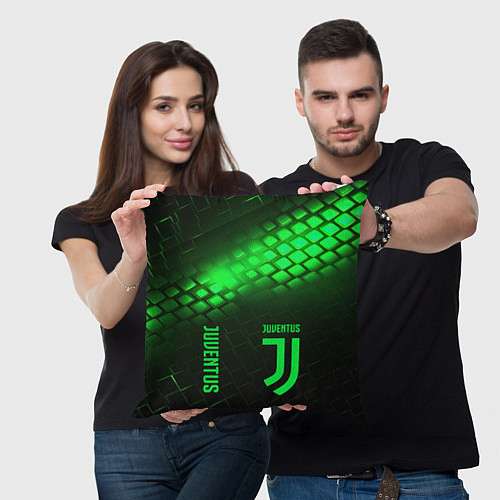 Подушка квадратная Juventus green logo neon / 3D-принт – фото 3