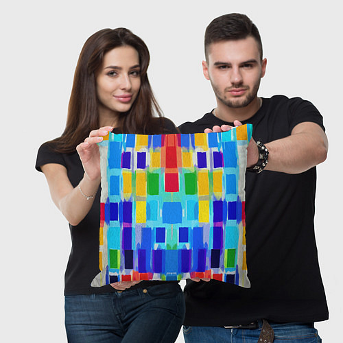 Подушка квадратная Colorful strips - pop art - vogue / 3D-принт – фото 3