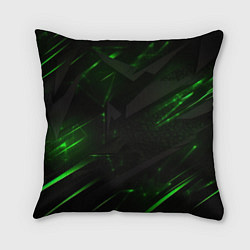 Подушка квадратная Dark black green abstract, цвет: 3D-принт