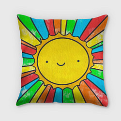 Подушка квадратная Позитивное солнышко, цвет: 3D-принт