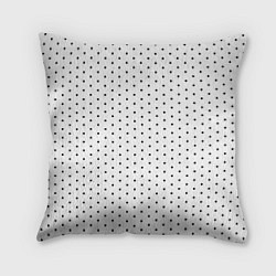 Подушка квадратная Белый в чёрный горошек, цвет: 3D-принт