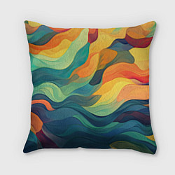 Подушка квадратная Красочная палитра в волнах, цвет: 3D-принт