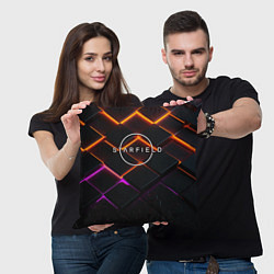 Подушка квадратная Starfield logo orange abstract, цвет: 3D-принт — фото 2