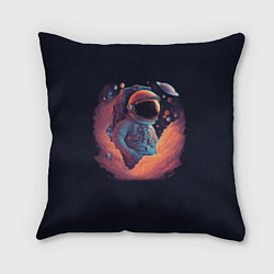Подушка квадратная Космонавт в космических облаках, цвет: 3D-принт