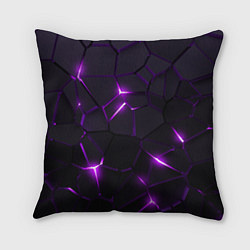 Подушка квадратная Неоновые плиты с фиолетовым свечением, цвет: 3D-принт