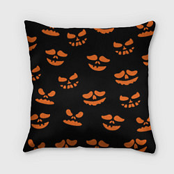 Подушка квадратная Рожицы тыквы, цвет: 3D-принт