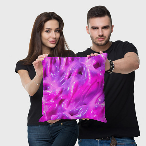 Подушка квадратная Розовая слизь / 3D-принт – фото 3
