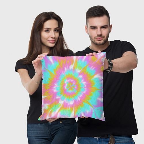 Подушка квадратная Tie-Dye кислотный в стиле барби / 3D-принт – фото 3