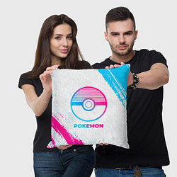 Подушка квадратная Pokemon neon gradient style, цвет: 3D-принт — фото 2