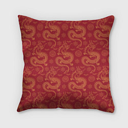 Подушка квадратная Dragon red pattern, цвет: 3D-принт