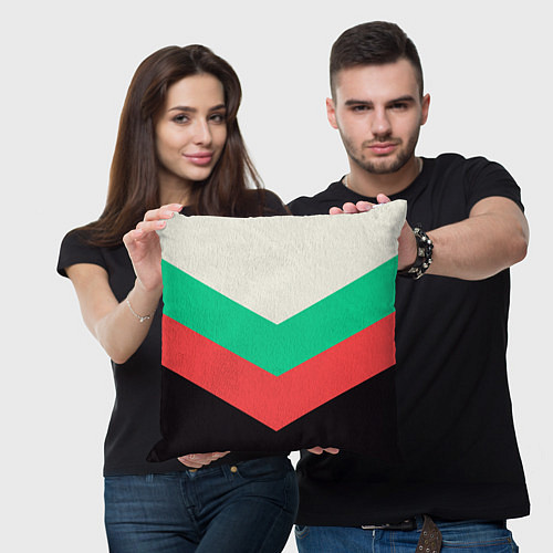 Подушка квадратная Ломаные линии красно-зелёный / 3D-принт – фото 3