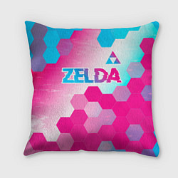 Подушка квадратная Zelda neon gradient style: символ сверху, цвет: 3D-принт