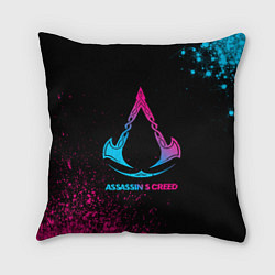 Подушка квадратная Assassins Creed - neon gradient, цвет: 3D-принт