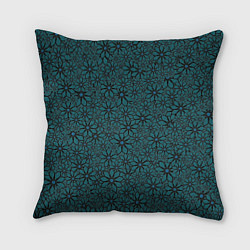 Подушка квадратная Цветочный паттерн сине-зелёный, цвет: 3D-принт
