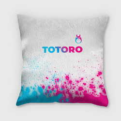 Подушка квадратная Totoro neon gradient style: символ сверху, цвет: 3D-принт