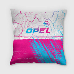 Подушка квадратная Opel neon gradient style: символ сверху, цвет: 3D-принт