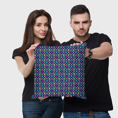 Подушка квадратная Цветные чертики / 3D-принт – фото 3