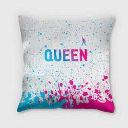 Подушка квадратная Queen neon gradient style: символ сверху, цвет: 3D-принт