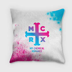 Подушка квадратная My Chemical Romance neon gradient style, цвет: 3D-принт