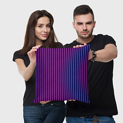 Подушка квадратная Фиолетовый полосатый, цвет: 3D-принт — фото 2