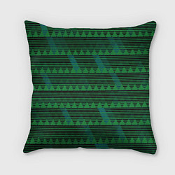 Подушка квадратная Геометрические треугольники тёмно-зелёный, цвет: 3D-принт