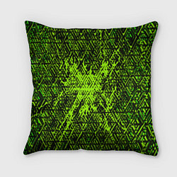 Подушка квадратная Зелёная глитч инфекция, цвет: 3D-принт