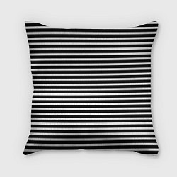 Подушка квадратная Чёрный в белую полоску, цвет: 3D-принт