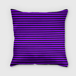 Подушка квадратная Фиолетовый в чёрную полоску, цвет: 3D-принт