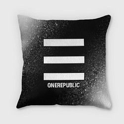 Подушка квадратная OneRepublic glitch на темном фоне, цвет: 3D-принт