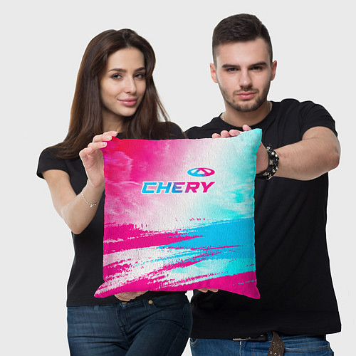 Подушка квадратная Chery neon gradient style: символ сверху / 3D-принт – фото 3