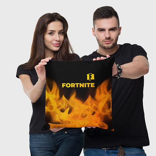 Подушка квадратная Fortnite - gold gradient: символ сверху / 3D-принт – фото 3
