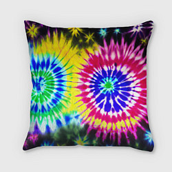 Подушка квадратная Colorful floral composition - tie-dye, цвет: 3D-принт