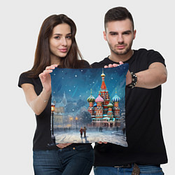 Подушка квадратная Новогодняя Москва, цвет: 3D-принт — фото 2