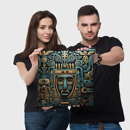 Подушка квадратная Орнамент с маской в египетском стиле / 3D-принт – фото 3