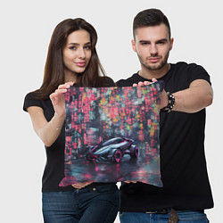 Подушка квадратная Футуристичный автомобиль, цвет: 3D-принт — фото 2