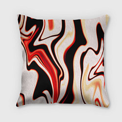 Подушка квадратная Абстракция разлитые краски бежевый красный и чёрны, цвет: 3D-принт