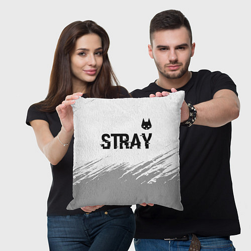 Подушка квадратная Stray glitch на светлом фоне посередине / 3D-принт – фото 3