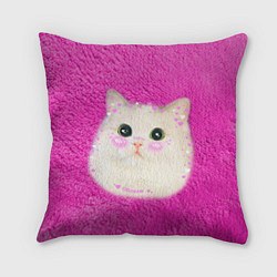 Подушка квадратная Кот мем в сердечках, цвет: 3D-принт