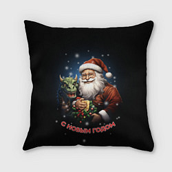 Подушка квадратная Дед мороз с драконом, цвет: 3D-принт