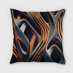 Подушка квадратная Слияние красок оранжевого и чёрного абстракция, цвет: 3D-принт
