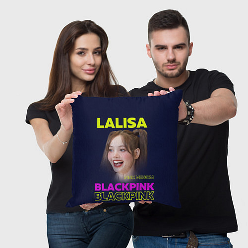 Подушка квадратная Lalisa - девушка из группы Blackpink / 3D-принт – фото 3