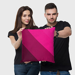 Подушка квадратная Широкие розовые полосы, цвет: 3D-принт — фото 2
