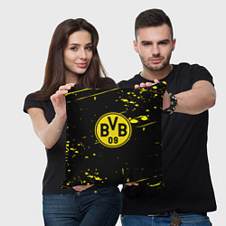 Подушка квадратная Borussia yellow splash, цвет: 3D-принт — фото 2