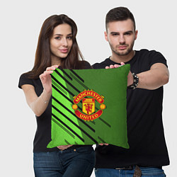 Подушка квадратная ФК Манчестер Юнайтед спорт, цвет: 3D-принт — фото 2