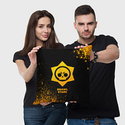 Подушка квадратная Brawl Stars - gold gradient, цвет: 3D-принт — фото 2