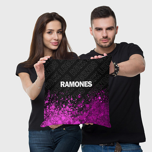 Подушка квадратная Ramones rock legends посередине / 3D-принт – фото 3